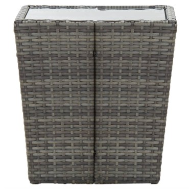 vidaXL Τραπέζι Βοηθητικό Γκρι 41,5x41,5x43cm Συνθ.Ρατάν/Ψημένο Γυαλί 1 τεμ.
