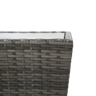 vidaXL Τραπέζι Βοηθητικό Γκρι 41,5x41,5x43cm Συνθ.Ρατάν/Ψημένο Γυαλί 1 τεμ.