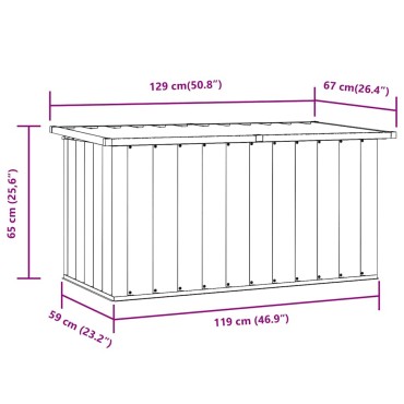 vidaXL Μπαούλο Αποθήκευσης Κήπου Γκρι 129x67x65cm 1 τεμ.