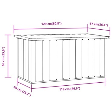 vidaXL Μπαούλο Αποθήκευσης Κήπου Ανθρακί 129x67x65cm 1 τεμ.