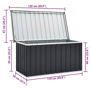 vidaXL Μπαούλο Αποθήκευσης Κήπου Ανθρακί 129x67x65cm 1 τεμ.