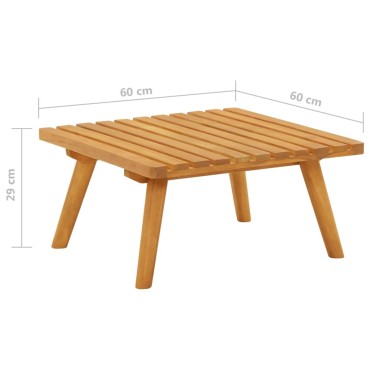 vidaXL Υποπόδιο Κήπου 60x60x29cm από Μασίφ Ξύλο Ακακίας με Μαξιλάρι 1 τεμ. Γωνιακός