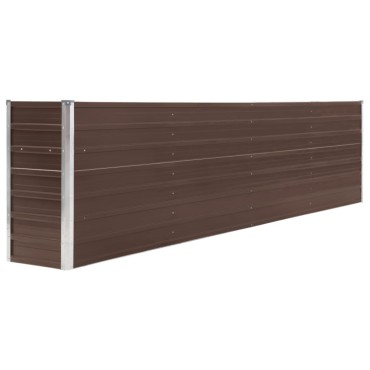 vidaXL Ζαρντινιέρα Ψηλή Καφέ 320 x 40 x 77 εκ. Γαλβανισμένος Χάλυβας