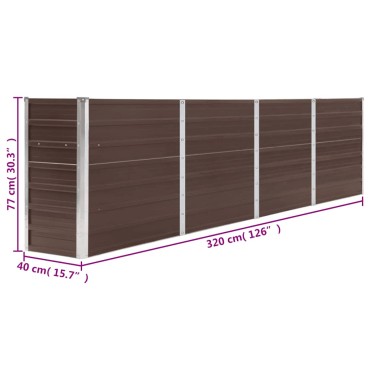 vidaXL Ζαρντινιέρα Ψηλή Καφέ 320 x 40 x 77 εκ. Γαλβανισμένος Χάλυβας