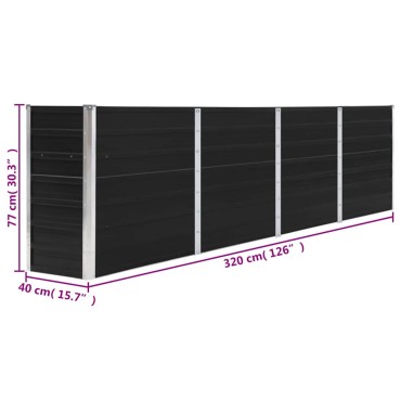 vidaXL Ζαρντινιέρα Ψηλή Ανθρακί 320x40x77 εκ. Γαλβανισμένος Χάλυβας