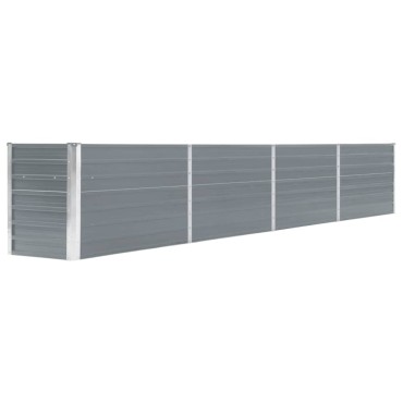 vidaXL Ζαρντινιέρα Υπερυψωμένη Γκρι 320x40x45 εκ. Γαλβανισμ. Χάλυβας