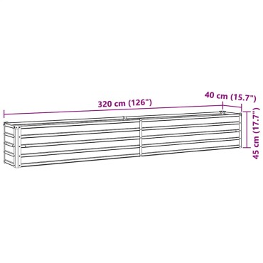 vidaXL Ζαρντινιέρα Υπερυψωμένη Πράσινη 320x40x45 εκ. Γαλβαν. Χάλυβας