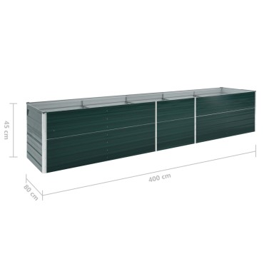 vidaXL Ζαρντινιέρα Υπερυψωμένη Πράσινη 400x80x45 εκ. Γαλβαν. Χάλυβας