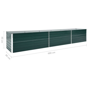 vidaXL Ζαρντινιέρα Υπερυψωμένη Πράσινη 480x80x45 εκ. Γαλβαν. Χάλυβας