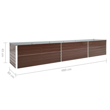 vidaXL Ζαρντινιέρα Υπερυψωμένη Καφέ 480x80x45 εκ. Γαλβαν. Χάλυβας