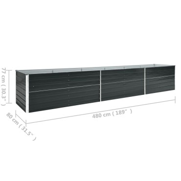 vidaXL Ζαρντινιέρα Υπερυψωμένη Ανθρακί 480x80x77 εκ. Γαλβαν. Χάλυβας