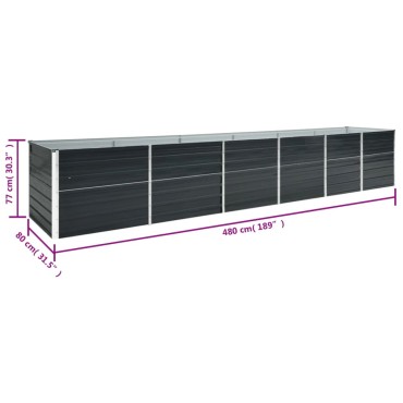 vidaXL Ζαρντινιέρα Υπερυψωμένη Ανθρακί 480x80x77 εκ. Γαλβαν. Χάλυβας