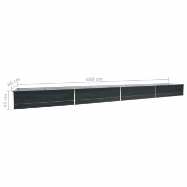 vidaXL Ζαρντινιέρα Υπερυψωμένη Ανθρακί 600x80x45 εκ. Γαλβαν. Χάλυβας