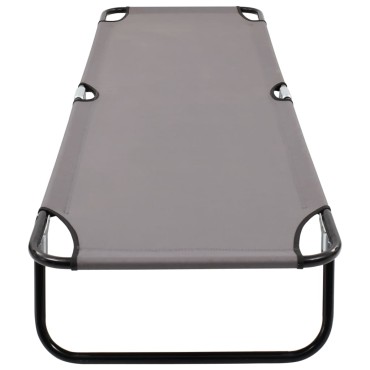 vidaXL Ξαπλώστρα Πτυσσόμενη Γκρι Ατσάλινη 190x58x28cm 1 τεμ.