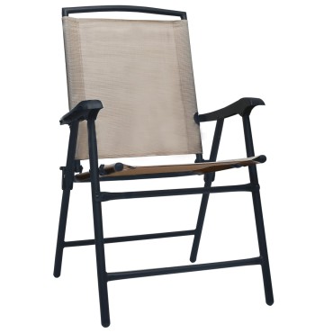 vidaXL Καρέκλες Κήπου Πτυσσόμενες 2 τεμ. Taupe από Textilene 62x59x93cm