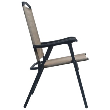 vidaXL Καρέκλες Κήπου Πτυσσόμενες 2 τεμ. Taupe από Textilene 62x59x93cm