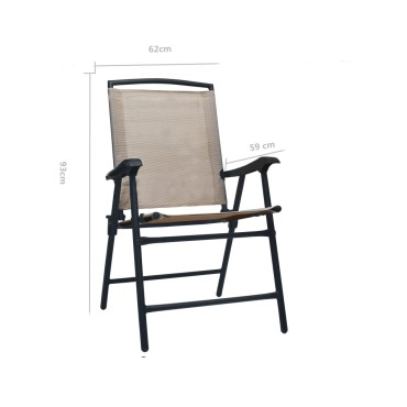 vidaXL Καρέκλες Κήπου Πτυσσόμενες 2 τεμ. Taupe από Textilene 62x59x93cm
