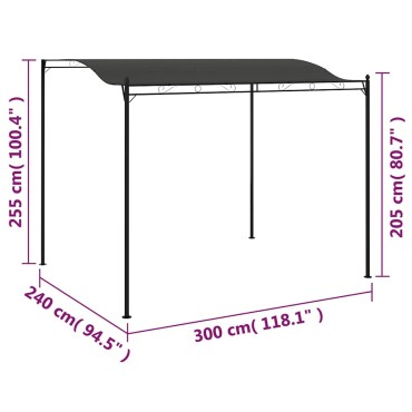 vidaXL Κιόσκι Σκίασης Ανθρακί 3 x 2,4 μ.