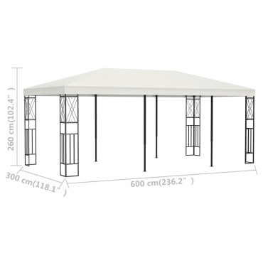 vidaXL Κιόσκι Κρεμ 3 x 6 μ. Υφασμάτινο