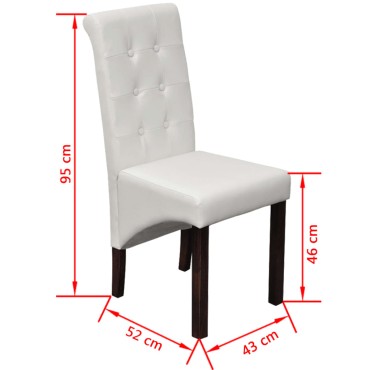 vidaXL Καρέκλες Τραπεζαρίας 2 τεμ. Λευκές από Συνθετικό Δέρμα 43x52x95cm