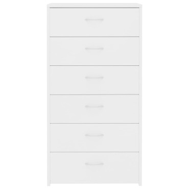 vidaXL Συρταριέρα με 6 Συρτάρια Λευκή 50x34x96cm από Επεξ. Ξύλο 1 τεμ.