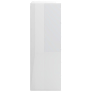 vidaXL Συρταριέρα με 6 Συρτάρια Γυαλ. Λευκό 50x34x96cm Μοριοσανίδα 1 τεμ.