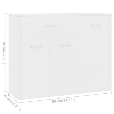 vidaXL Μπουφές Λευκός 88x30x70cm από Επεξ. Ξύλο 1 τεμ.