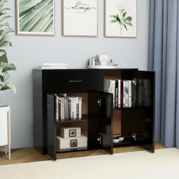 vidaXL Μπουφές Μαύρος 88x30x70cm από Επεξ. Ξύλο 1 τεμ.