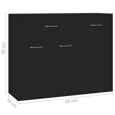 vidaXL Μπουφές Μαύρος 88x30x70cm από Επεξ. Ξύλο 1 τεμ.