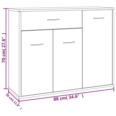 vidaXL Μπουφές Γκρι του Σκυροδέματος 88x30x70cm από Επεξ. Ξύλο 1 τεμ.