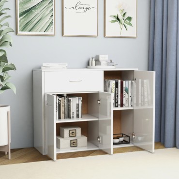 vidaXL Μπουφές Γυαλιστερό Λευκό 88x30x70cm από Επεξ. Ξύλο 1 τεμ.