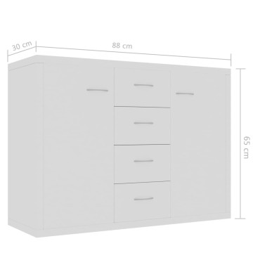 vidaXL Μπουφές Λευκός 88x30x65cm από Επεξ. Ξύλο 1 τεμ.