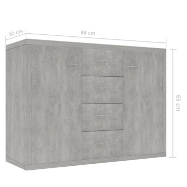 vidaXL Μπουφές Γκρι του Σκυροδέματος 88x30x65cm από Επεξ. Ξύλο 1 τεμ.