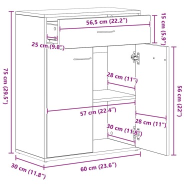 vidaXL Ντουλάπι Λευκό 60x30x75cm από Επεξεργασμένο Ξύλο 1 τεμ.