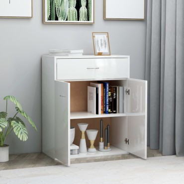 vidaXL Ντουλάπι Γυαλιστερό Λευκό 60x30x75cm από Επεξ. Ξύλο 1 τεμ.