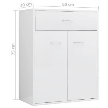 vidaXL Ντουλάπι Γυαλιστερό Λευκό 60x30x75cm από Επεξ. Ξύλο 1 τεμ.