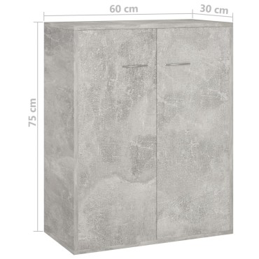 vidaXL Ντουλάπι Γκρι του Σκυροδέματος 60x30x75cm από Επεξ. Ξύλο 1 τεμ.