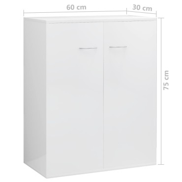 vidaXL Ντουλάπι Γυαλιστερό Λευκό 60x30x75cm από Επεξ. Ξύλο 1 τεμ.