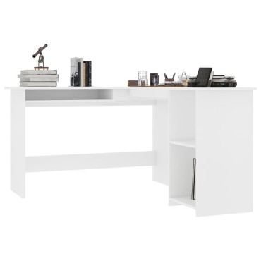 vidaXL Γραφείο Γωνιακό Λευκό 120x140x75cm από Επεξ. Ξύλο 1 τεμ.