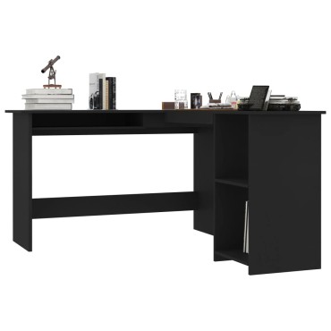 vidaXL Γραφείο Γωνιακό Μαύρο 120x140x75cm από Επεξ. Ξύλο 1 τεμ.