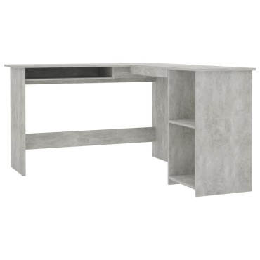 vidaXL Γραφείο Γωνιακό Γκρι Σκυροδέματος 120x140x75cm Επεξ. Ξύλο 1 τεμ.