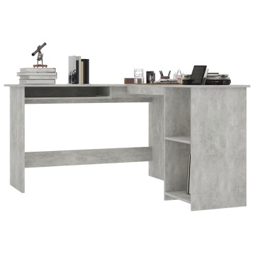 vidaXL Γραφείο Γωνιακό Γκρι Σκυροδέματος 120x140x75cm Επεξ. Ξύλο 1 τεμ.