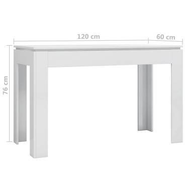 vidaXL Τραπεζαρία Γυαλιστερό Λευκό 120x60x76cm από Επεξ. Ξύλο 1 τεμ.
