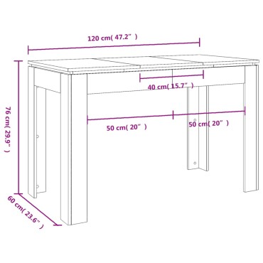 vidaXL Τραπεζαρία Γυαλιστερό Λευκό 120x60x76cm από Επεξ. Ξύλο 1 τεμ.