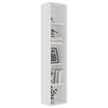 vidaXL Βιβλιοθήκη Λευκή 40x30x189cm από Επεξ. Ξύλο 1 τεμ.