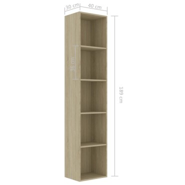vidaXL Βιβλιοθήκη Χρώμα Sonoma Δρυς 40x30x189cm Επεξ. Ξύλο 1 τεμ.
