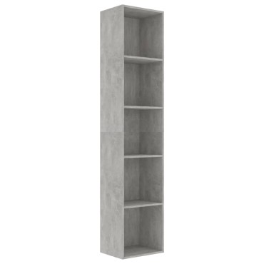 vidaXL Βιβλιοθήκη Γκρι του Σκυροδέματος 40x30x189cm από Επεξ. Ξύλο 1 τεμ.