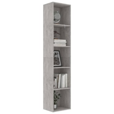 vidaXL Βιβλιοθήκη Γκρι του Σκυροδέματος 40x30x189cm από Επεξ. Ξύλο 1 τεμ.