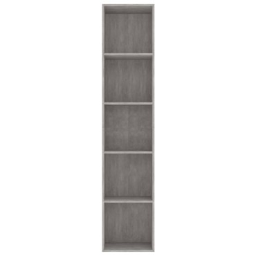vidaXL Βιβλιοθήκη Γκρι του Σκυροδέματος 40x30x189cm από Επεξ. Ξύλο 1 τεμ.