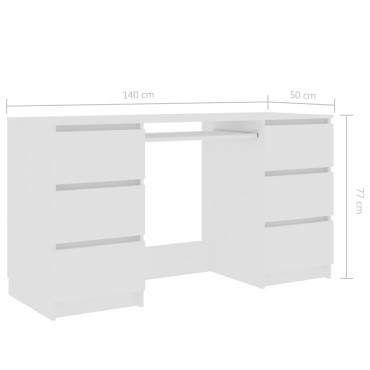 vidaXL Γραφείο Λευκό 140x50x77cm από Επεξ. Ξύλο 1 τεμ.